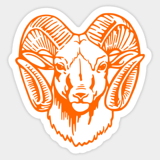 Mascot Head of a Ram (Drawing - Illustration) Safety Orange Sticker